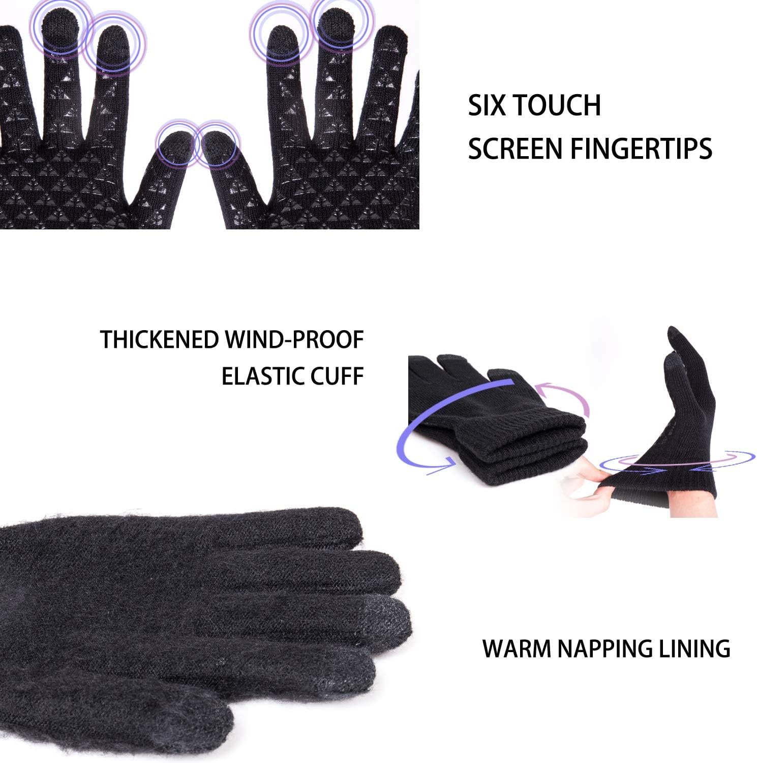 TRENDOUX Winter Gloves for Men Women - Upgraded Touch Screen Cold Weather Thermal Warm Knit Glove for Running Driving Hiking - Image 3